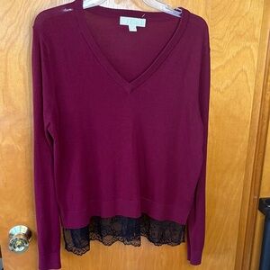 MICHAEL Michael Kors Burgundy V-Neck Sweater